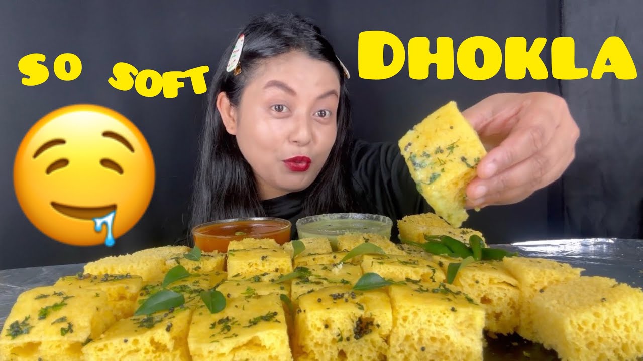 Soft & Spongy Dhokla Mukbang | Gujarati Street Food Eating Show 😋| ASMR Eating