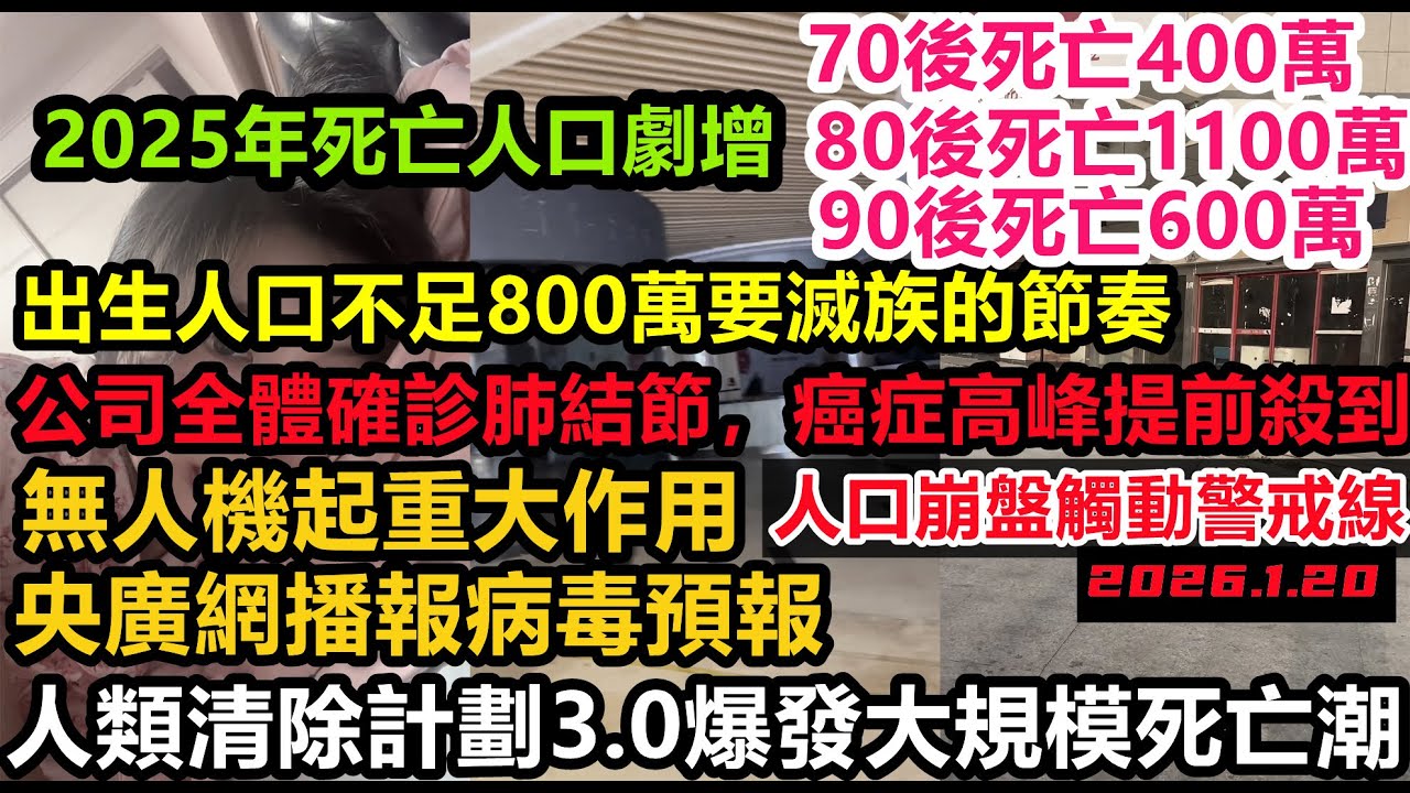 人口清除計劃3.0，央廣網流感預報震驚網友！肺結節確診率99%，全民身體被掏空，記憶力下降，連說話都困難，人口警報拉響，斷代危機爆發，人口崩盤，無人機24小時噴曬不明液體，重回貧窮年代。