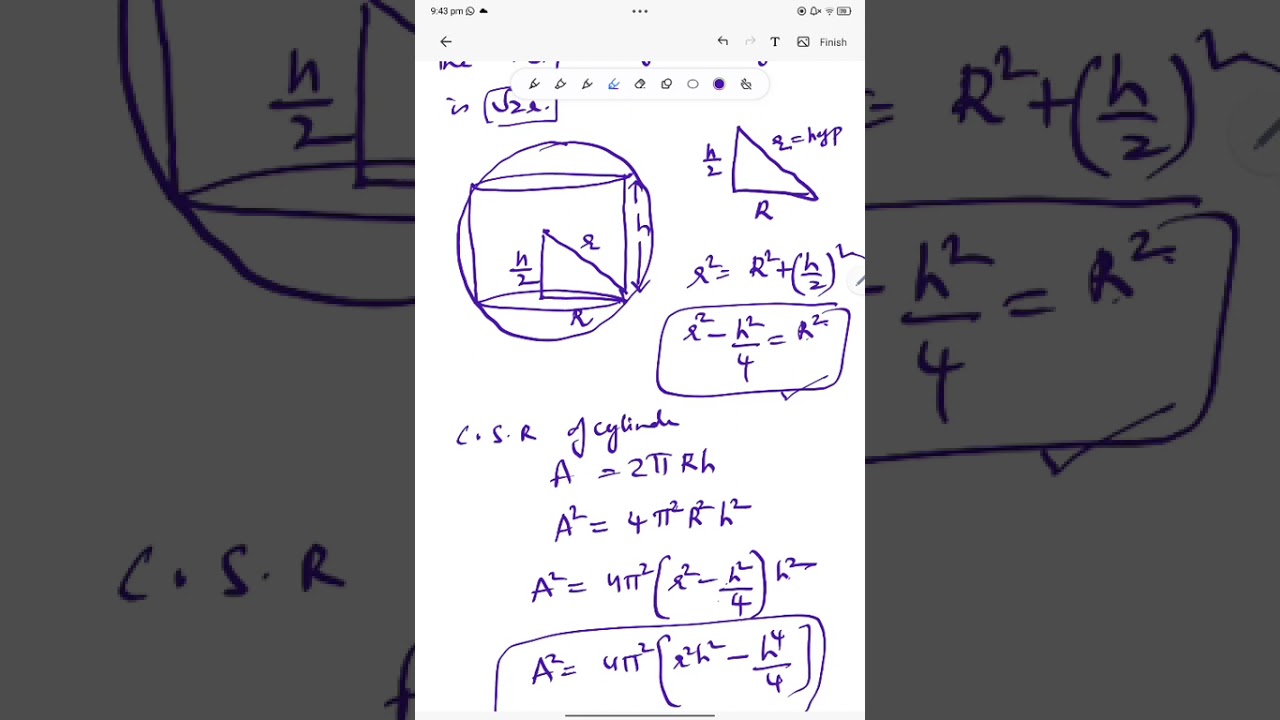 Cylinder inscribed in a sphere from maxima and minima.