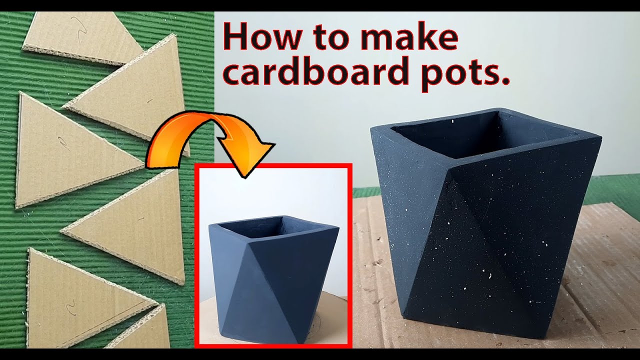 how to make cardboard pots.#diy #diycementpotathome #craft