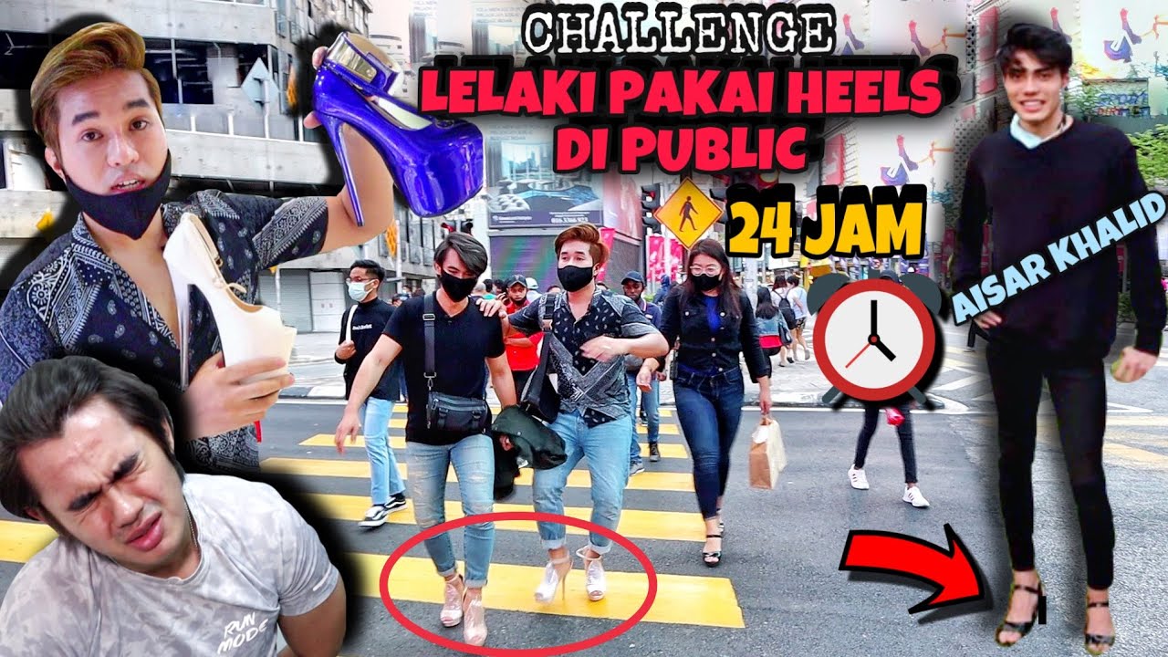 CHALLENGE LELAKI PAKAI KASUT TUMIT TINGGI DI PUBLIC SELAMA 24 JAM! BENGKAK KAKI WOI!