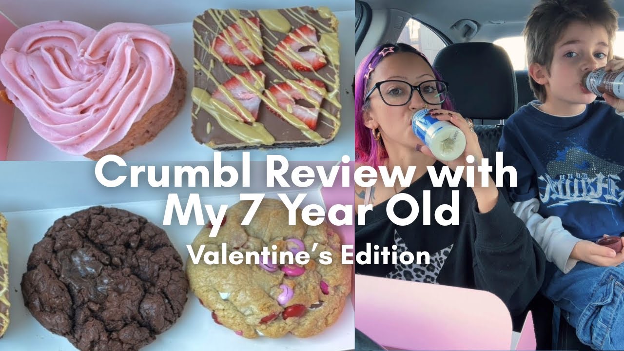 Crumbl Review With My 7 Year Old🍪Valentine’s Edition💘Dubai Brownie🍓