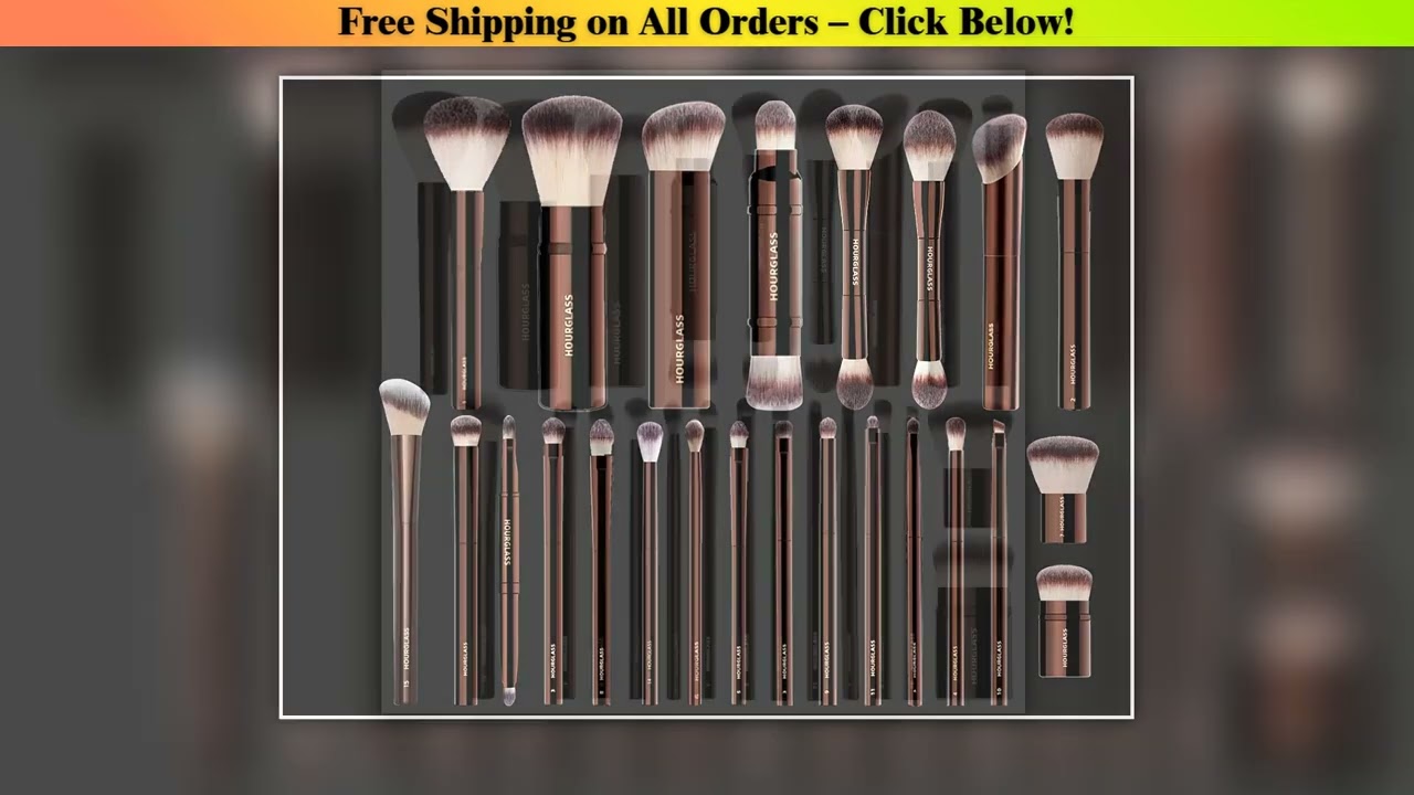 Hourglass The Full 23pcs Luxury Makeup Brushes Set Soft Synthetic Hair Metal Handle Complete