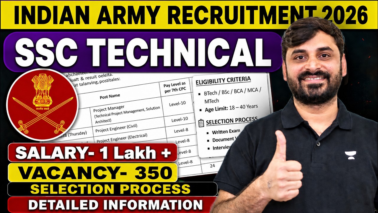 Indian Army SSC Tech Recruitment 2026 | Vacancies, Eligibility & Selection Process | By Ankit Sir