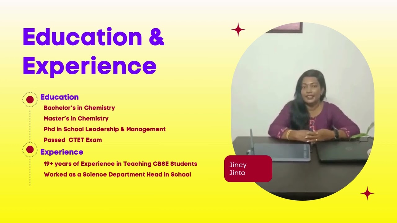 Meet our Teachers | Science | Chemistry | Jincy Jinto at Urja Talents
