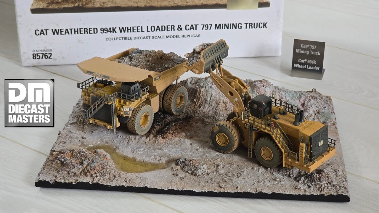 This is Epic! Diecast Masters CAT weathered 994k wheel loader and 797F mining truck diorama.
