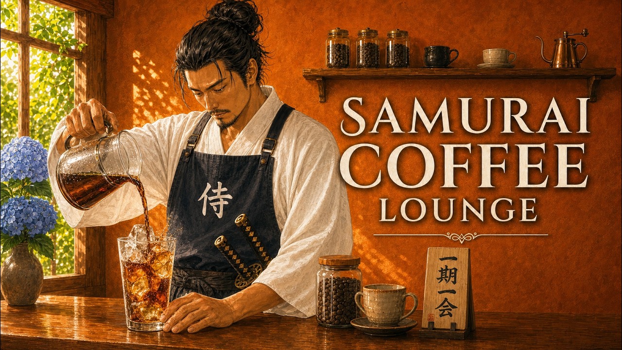 Samurai Coffee Lounge ☕ Japanese Lofi Jazz for Work & Study | Summer Iced Coffee
