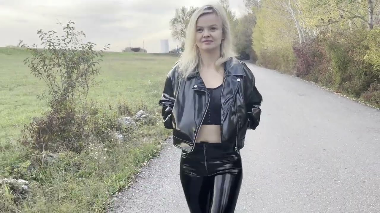 The creaking of my shiny leggings