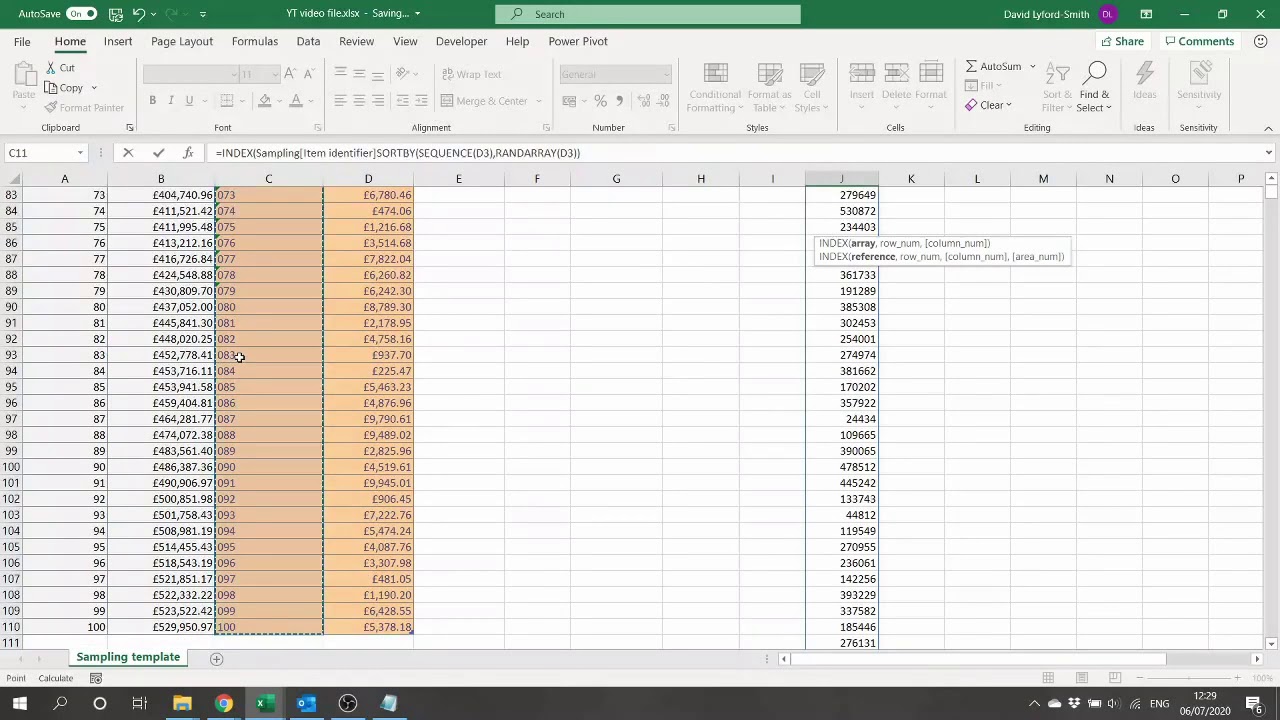 Excel dynamic arrays for audit sampling