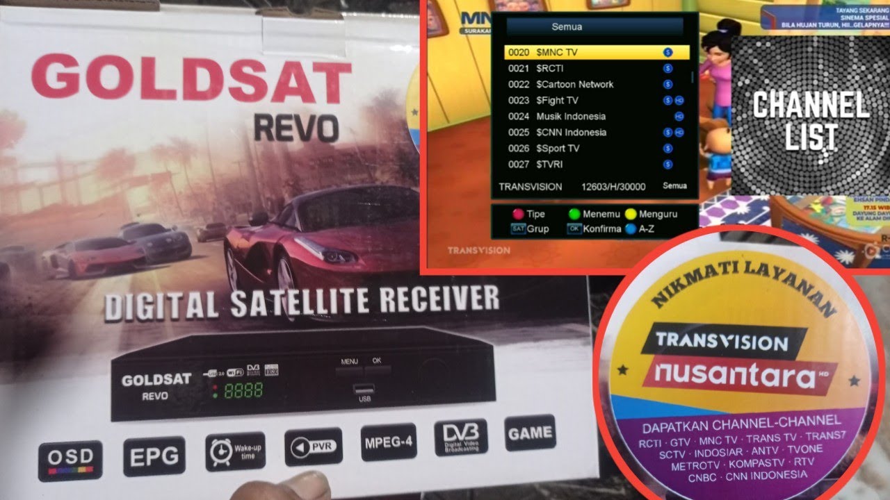 Receiver Goldsat Revo siaran Transvision Chanel Lengkap gratisan dan Premium
