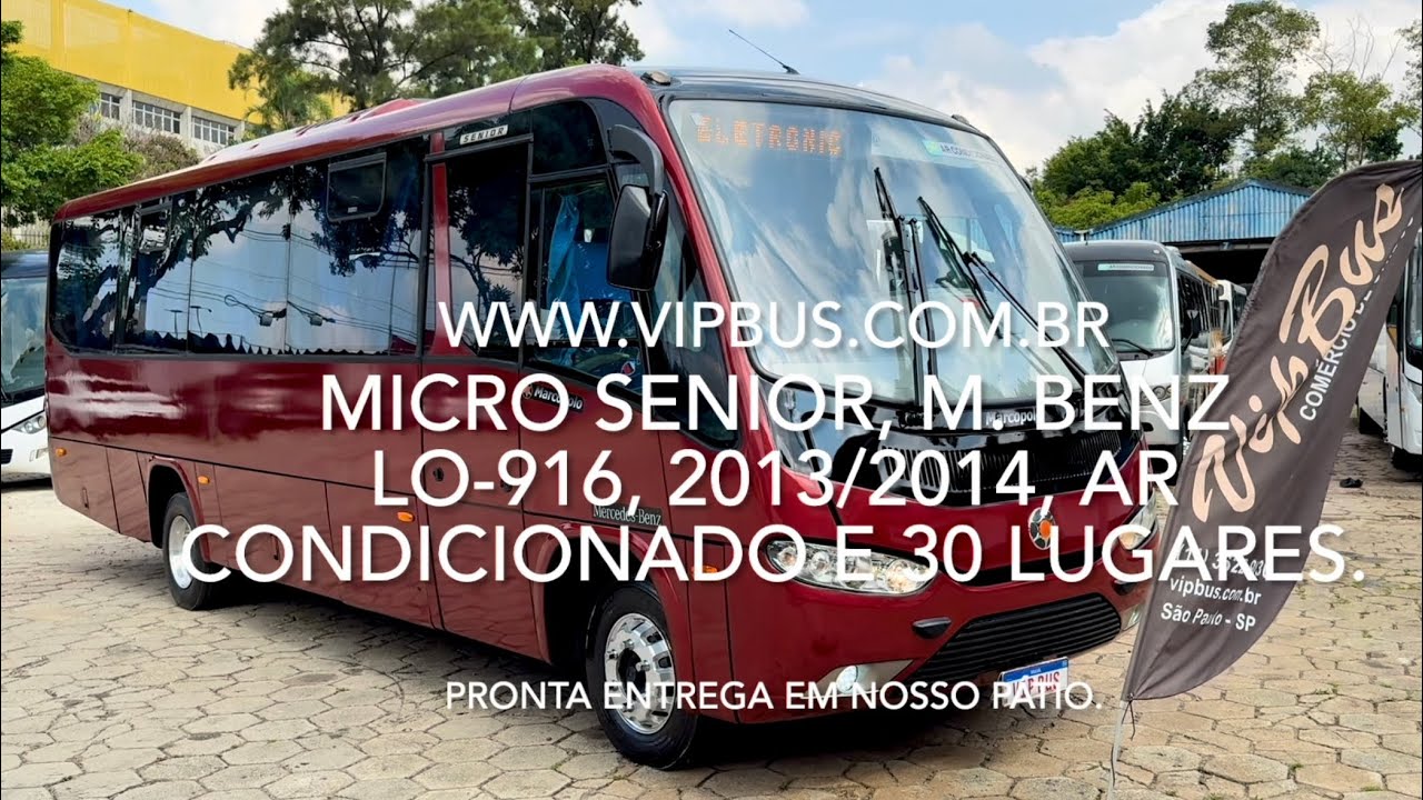 Micro Marcopolo Senior, M. Benz LO-916, 13/14, ar cond. e 30 lugares. R$250.000,00. Vip Bus