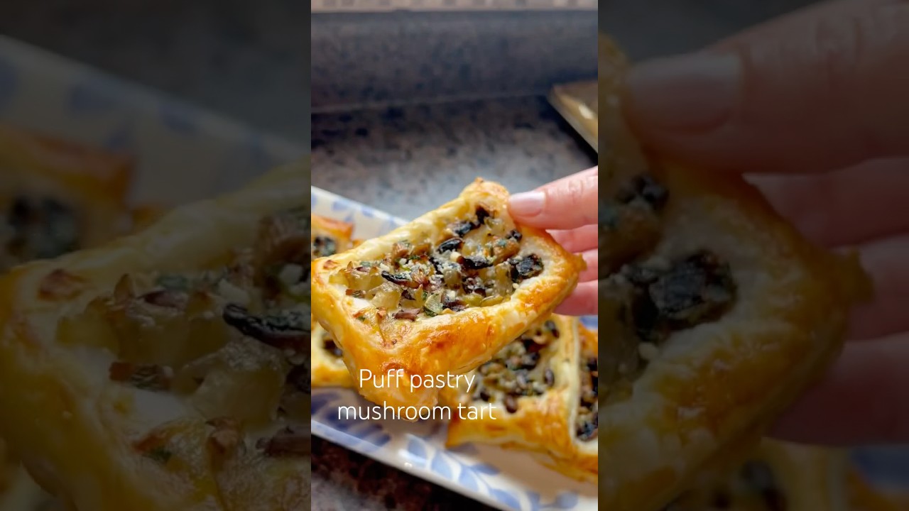 Crowd pleasing appetizer - puff pastry mushroom tart