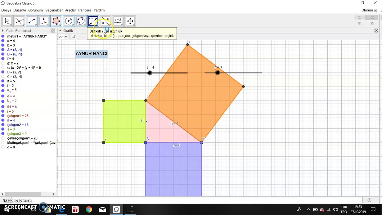 GEOGEBRA PİSAGOR TEOREMİNİN İSPATI