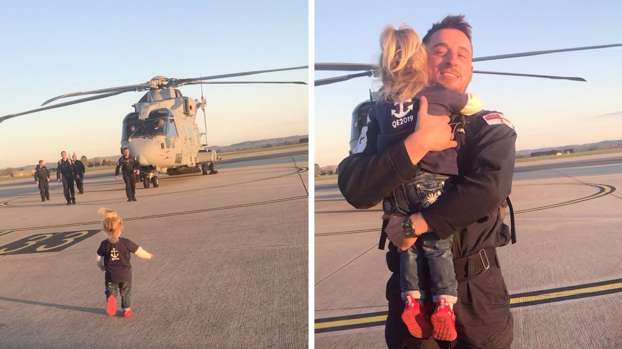 Toddler Runs To Navy Dad After Three Months Away