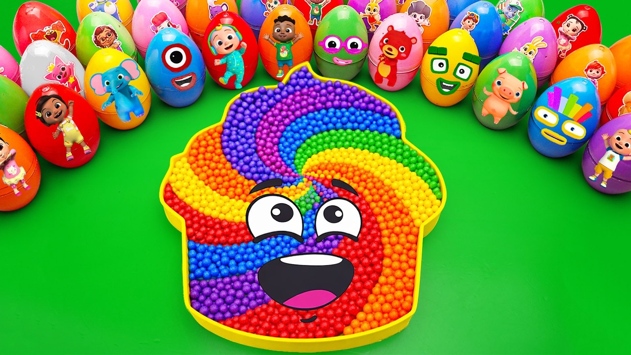 Satisfying ASMR | How to make Rainbow Swirl Foam Beads Bathtub by Mixing Mystery CLAY Eggs