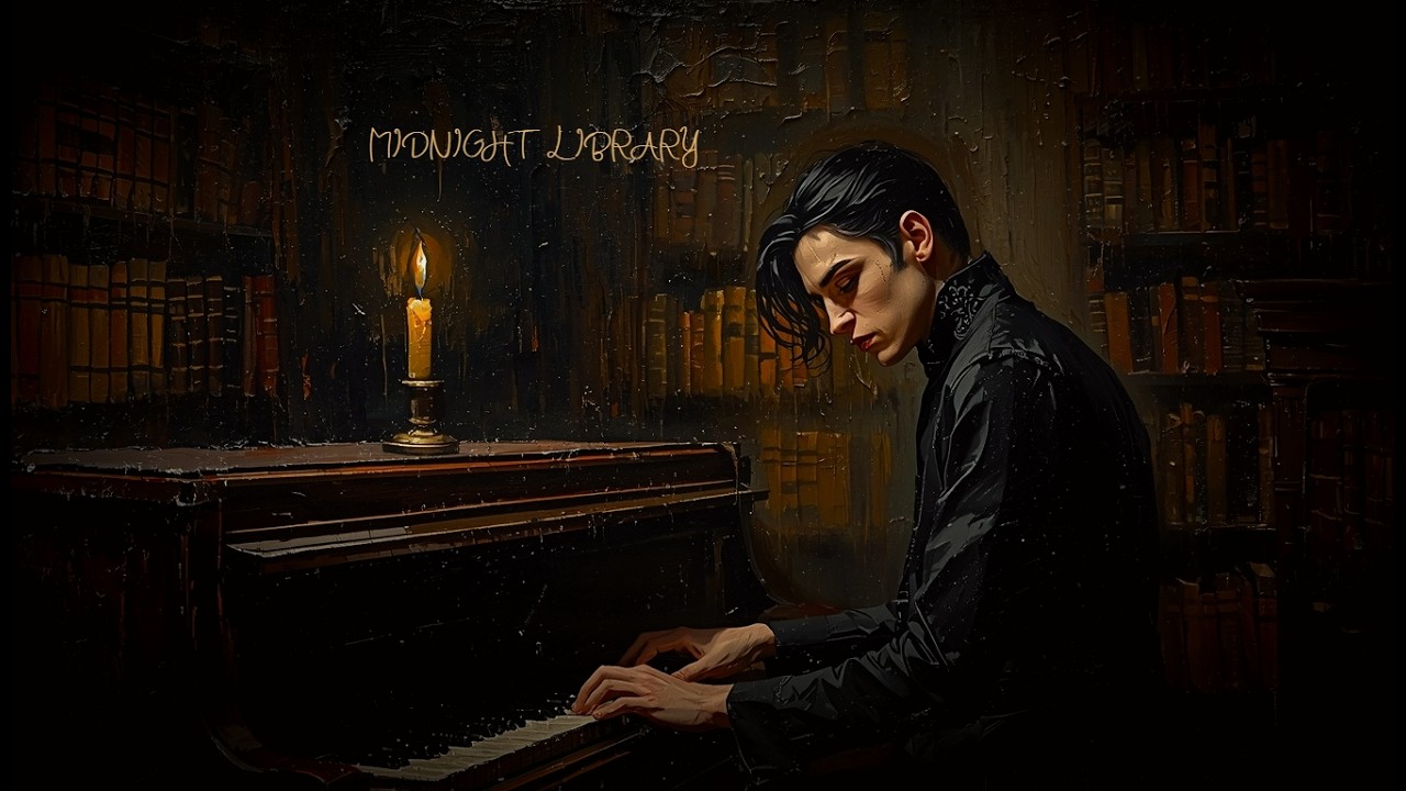 Midnight Library Ambience 🎹📚 | Sad Piano Music for Reading & Focus