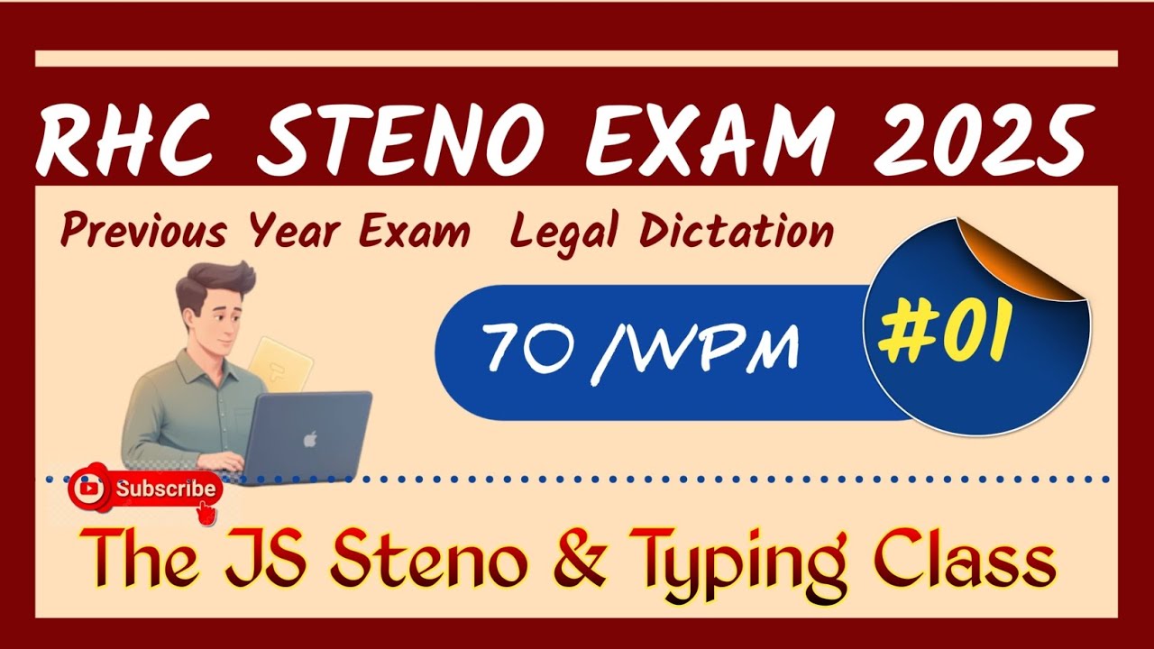 |RHC hindi Steno exam 2025  previous dictation 01| ||70 wpm legal dictation|| previous year paper 01