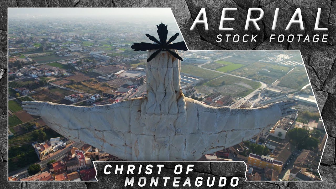 Murcia, Christ of Monteagudo ● Spain 🇪🇸 | 4K Aerial Drone Stock Footage