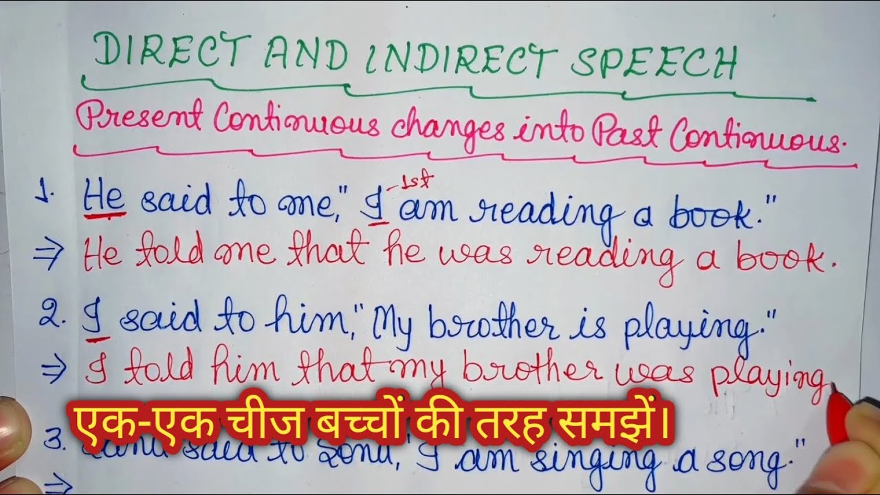 Direct and Indirect Speech/Present Continuous Tense/Narration in English Grammar Part-5