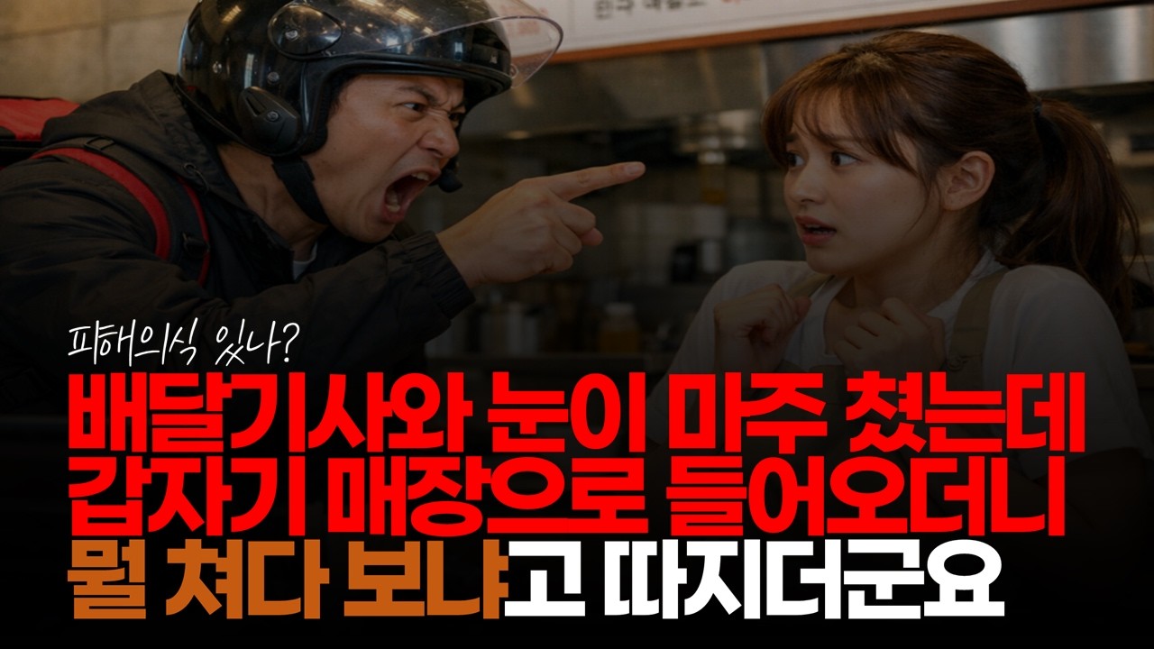 (※시청자댓글) 배달하는 분과 눈이 마주 쳤는데 갑자기 매장으로 들어오더니 뭘 쳐다 보냐고 따지더군요. #배달라이더 #불평불만 #배달기사