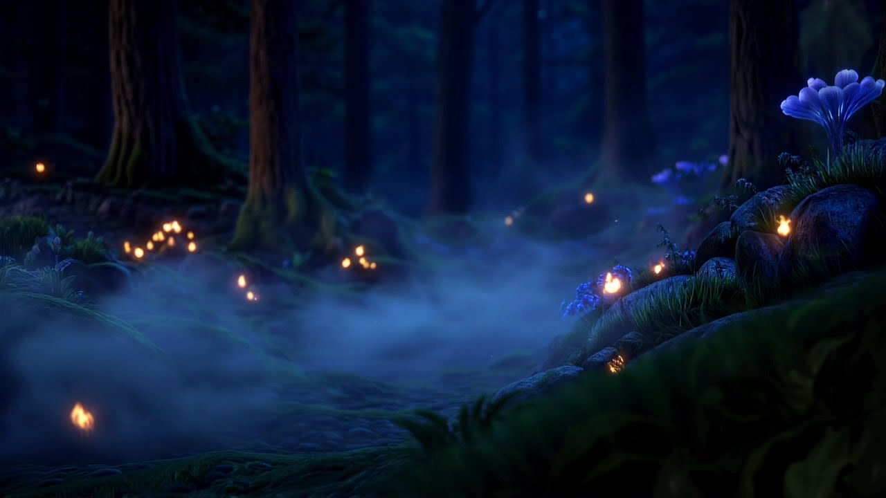 🎧Mystical Whispering Woods by night | Relaxing ambient forest sounds with a fantasy feel