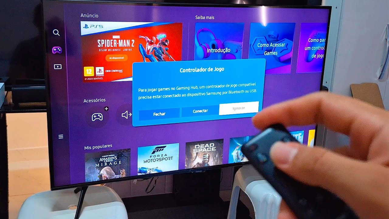 TV Samsung CU7700 &eacute; boa Unboxing Samsung 43 polegadas 4k uhd 2023 Configura&ccedil;&otilde;es Iniciais