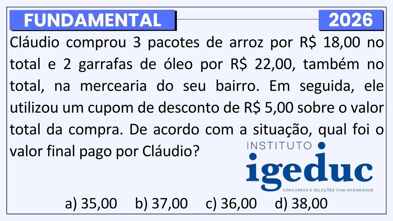 Use MATEMÁTICA BÁSICA para Acertar na Prova da Banca IGEDUC