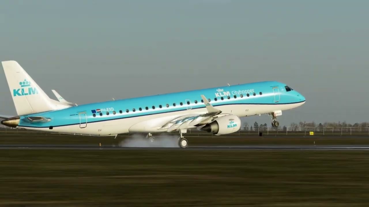 KLM E190LR Landing EIDW 