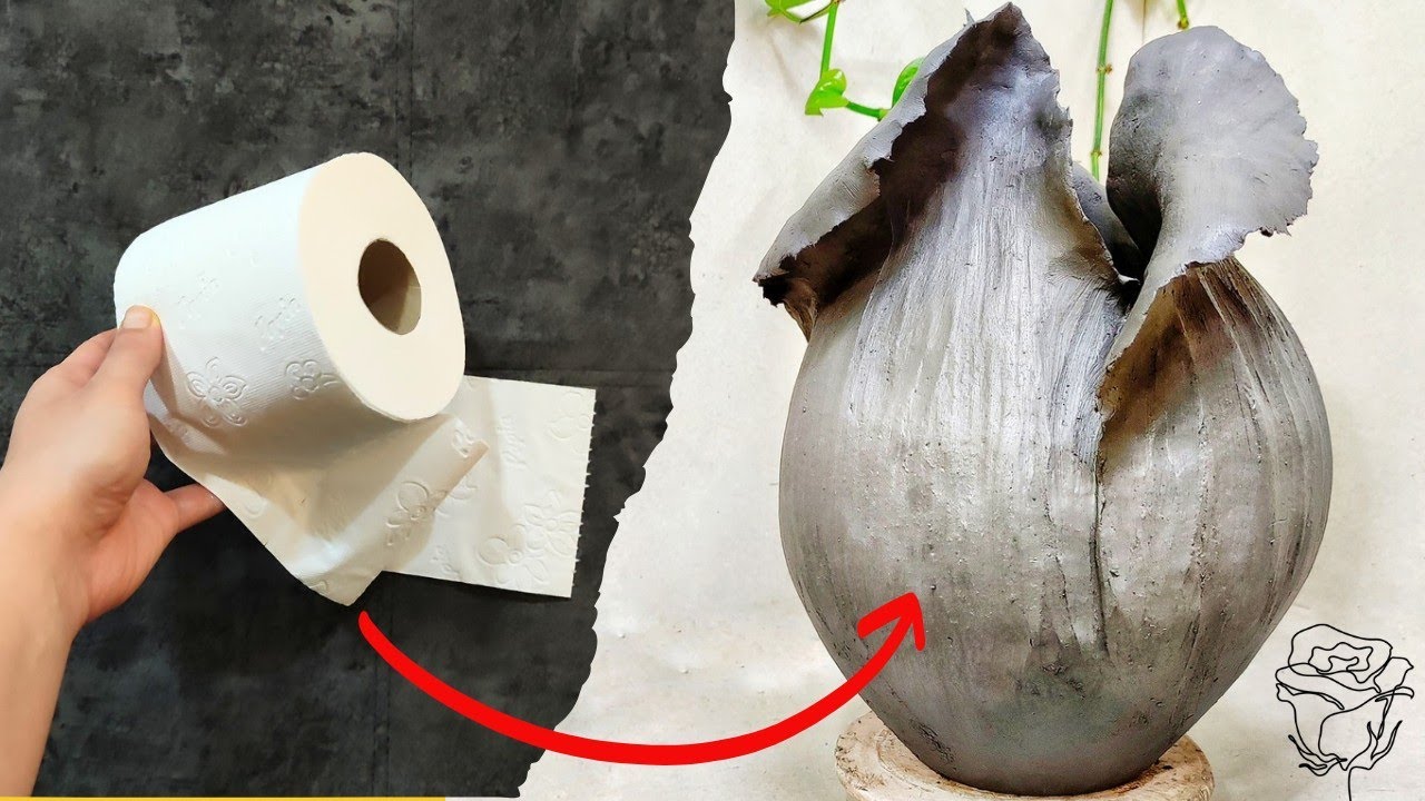 Mixing Toilet Paper with Pottery Clay!Creating a Unique Rose Blossom Vase