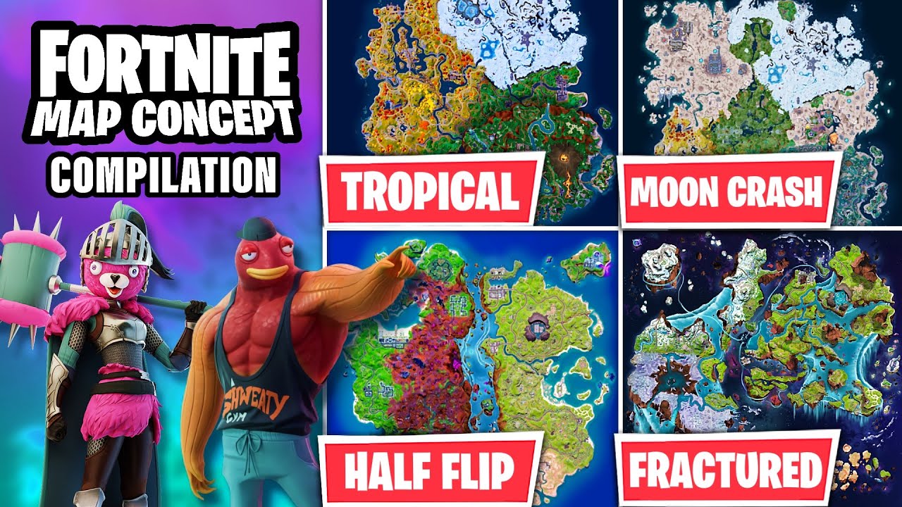 Fortnite Map After THE END Event, Half Flip, Moon Crash, More! Fortnite Concepts Compilation