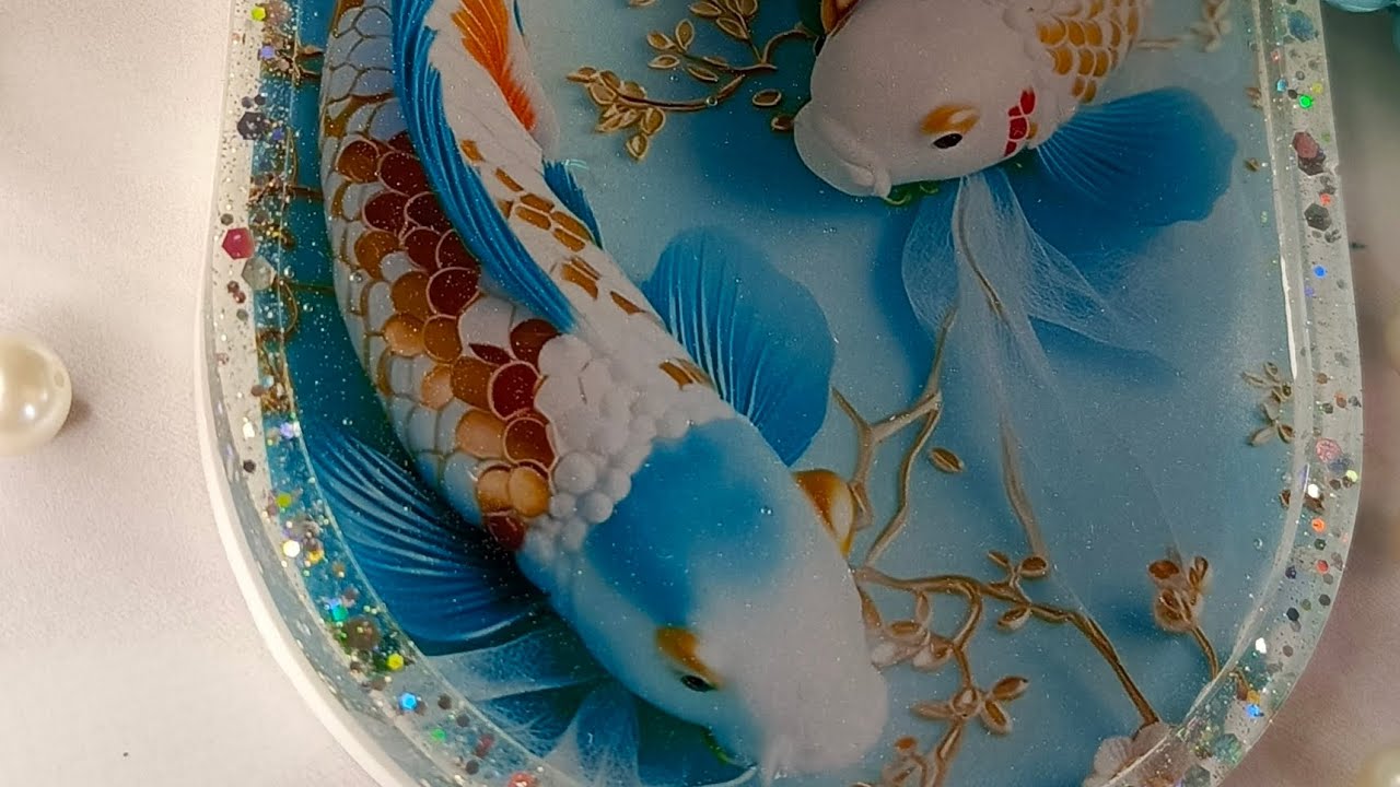 Epoxy Resin // Handmade Koi Carp Interior Tray // How to Embed Photos in Resin