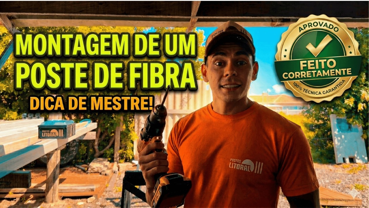 VEJA COMO MONTAR UM POSTE BIFÁSICO DE FIBRA! Tutorial completo