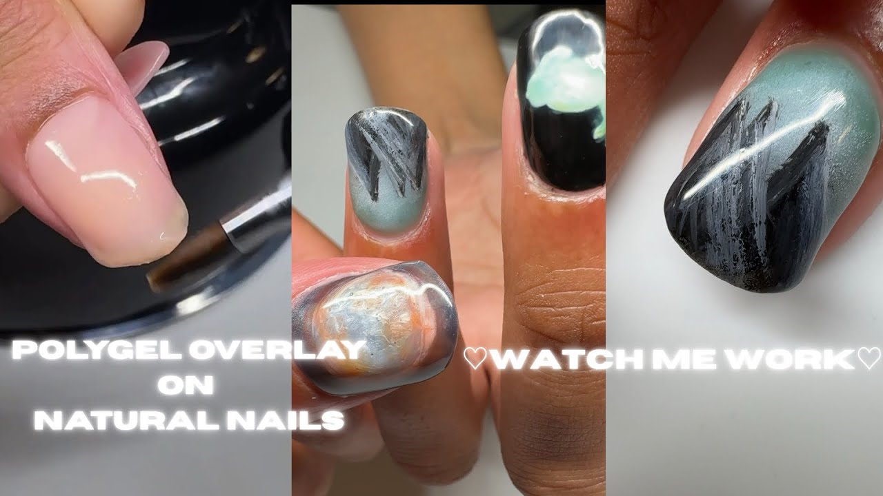 How to Polygel Overlay On Natural Nails, step by step tutorial for nail growth ❤︎ watch me work ❤︎
