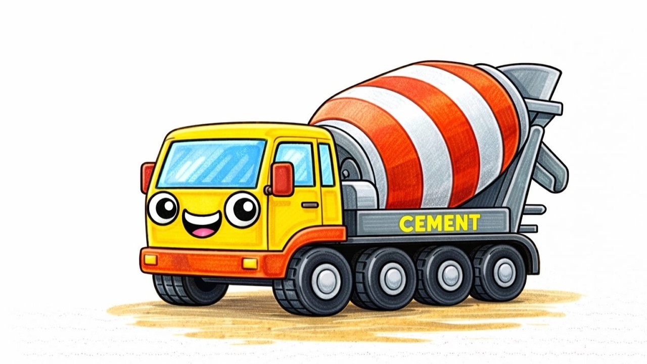 🚚 How to Draw a Concrete Mixer Truck | Easy Drawing for Kids 🎨