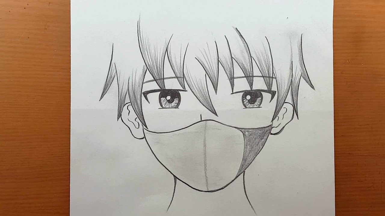 Desenho de anime lápis fácil | como desenhar menino de anime usando uma máscara | Easy anime drawing