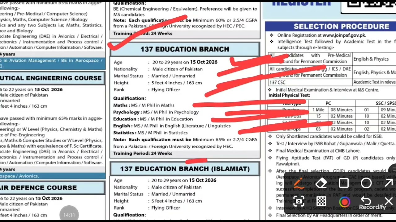 PAF Jobs 2026 | GD Pilot, Engineering, Education Branch jobs in Air Force | complete details & Guide
