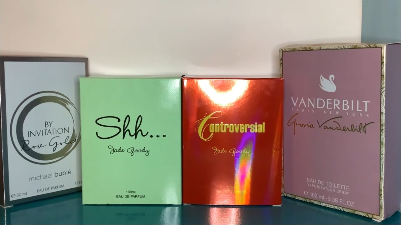 Cheapy celeb haul Jade Goody Shh Controversial Gloria Vanderbilt Michael Buble Invitation Rose Gold