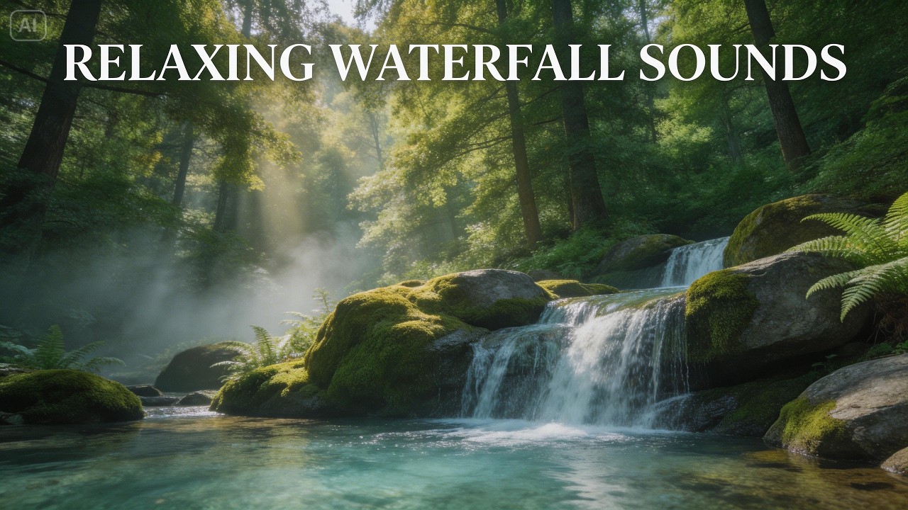 Small Waterfall Sounds in the Forest 🌿 Relaxing Nature Waterfall for Sleep & Study