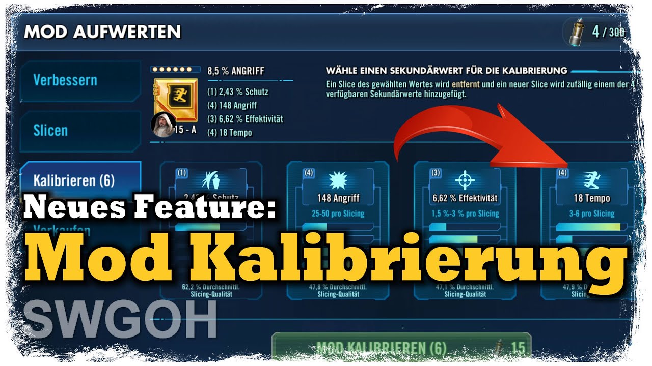 SWGOH - Neues Feature: Mod Kalibrierung und Mod Filterung