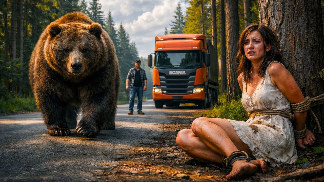 Caminhoneiro vê jovem prestes a ser ATACADA por um URSO faminto…Até que...