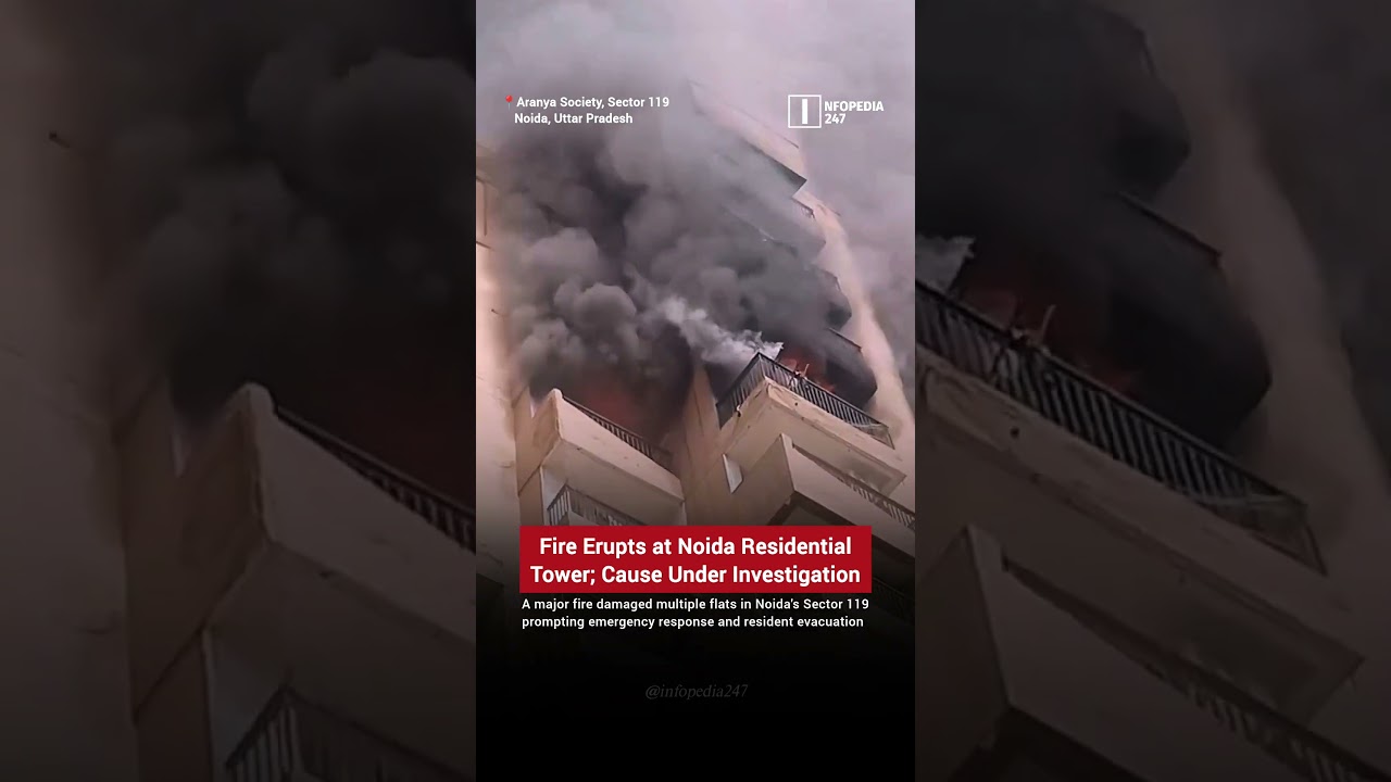 Noida Apartment Fire: Blaze Erupts at Residential Tower in Sector 119, Residents Evacuated #shorts