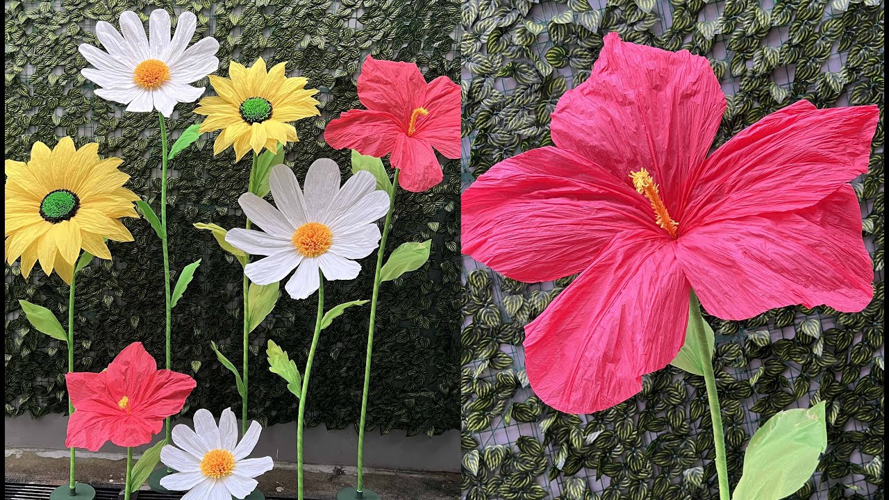 DIY Gian Flower from Crepe paper | Membuat bunga raksasa | Bunga jumbo dari kertas krep