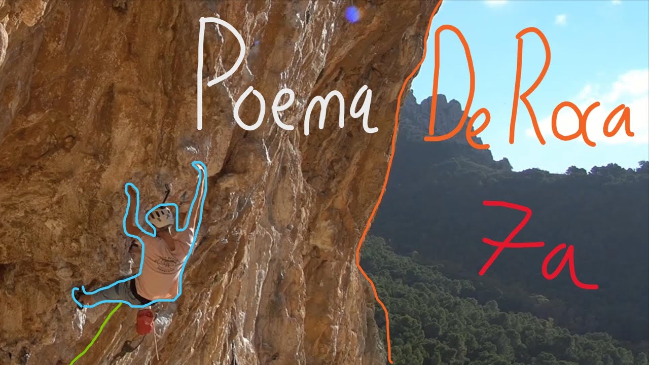 Poema de Roca 7a, steep tufa climbing in malaga, spain