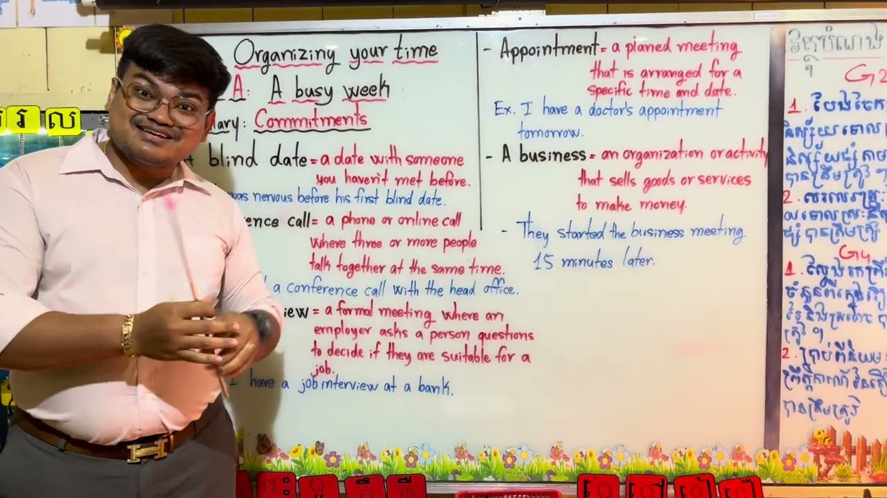 E4-Unit 6: Lesson A: Organizing your time. Vocabulary: A busy week (Four Conners III)