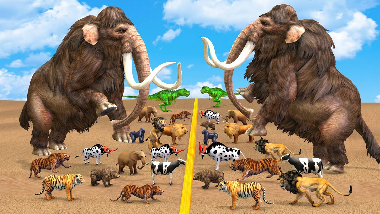 Animal Epic Battle Prehistoric Mammals VS Modern Mammals Size Animal Revolt Battle Simulator Game