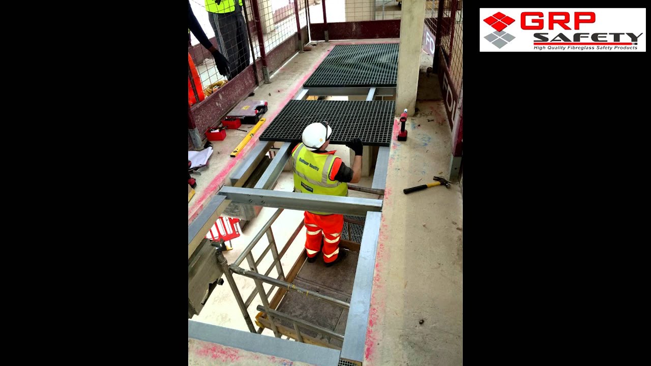 GRP Grating installed on GRP Supports on Service Riser