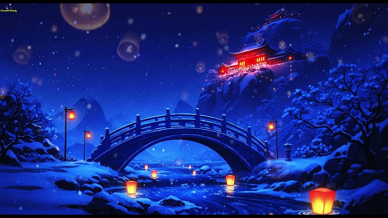 「🌙 静夜飘雪 · 温柔心灵疗愈曲」Silent Snowy Night · Gentle Music for Heart Healing❄️🌨️ #flutemusic #guzheng