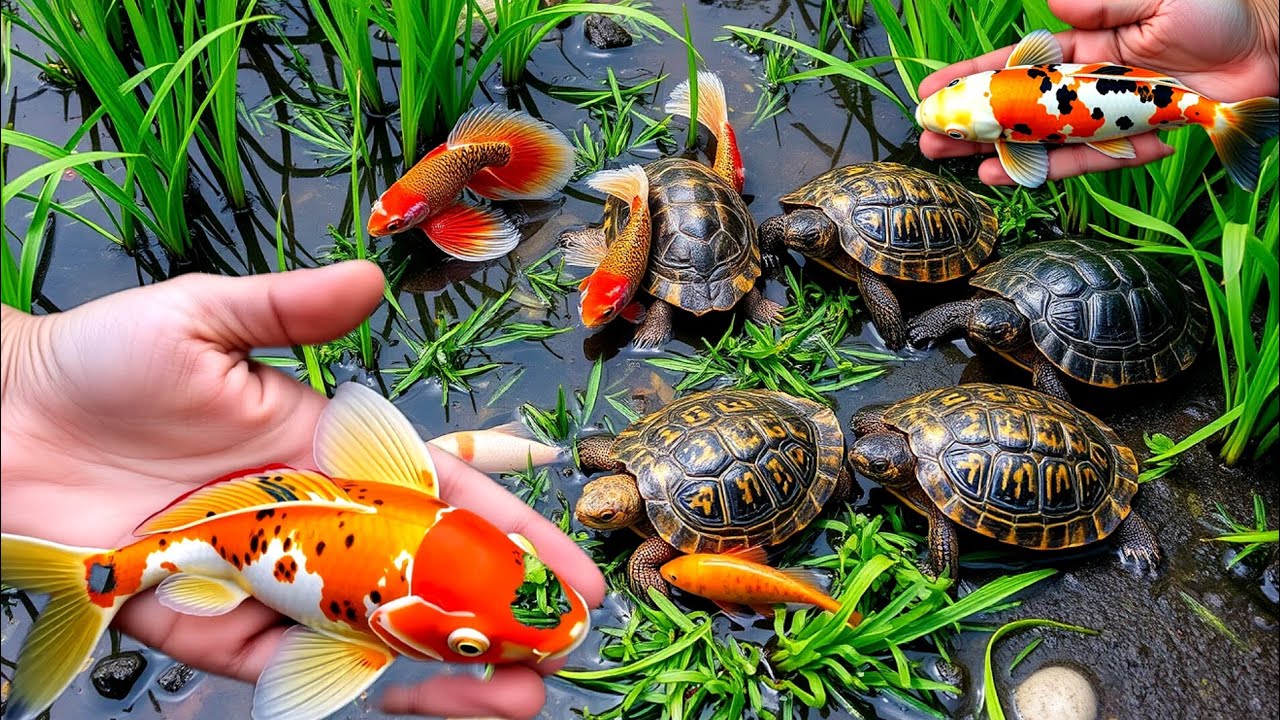 Catching ornamental fish, kura kura, ikan koi, ikan cupang, ikan lele, ikan warna warni, gold fish