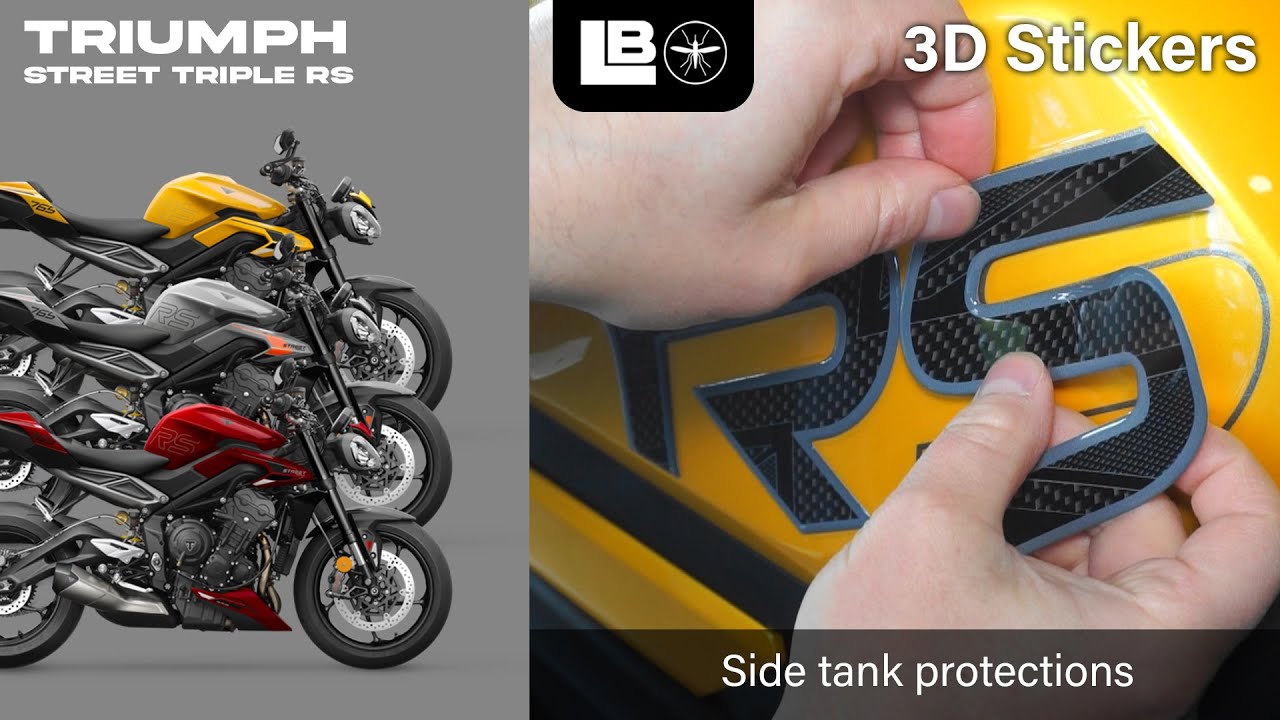 LabelBike® 3D STICKERS Side protections compatible with Triumph Street Triple 765 RS 2023 Motorcycle